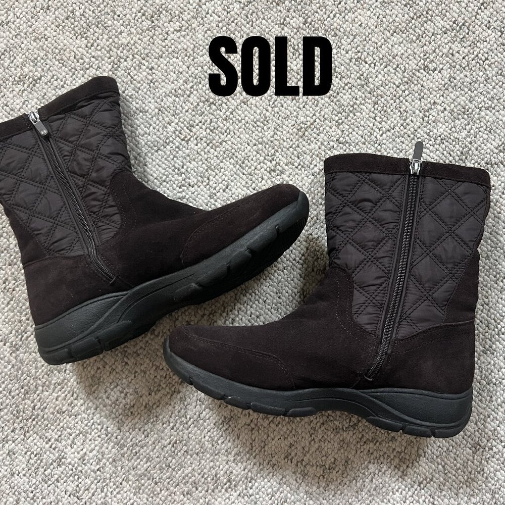 Lands End quilted winter boots brown size 11